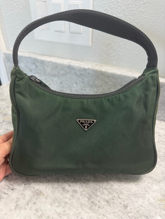 Prada Handbags - Prada Dark Green Nylon Tessuto Shoulder Bag